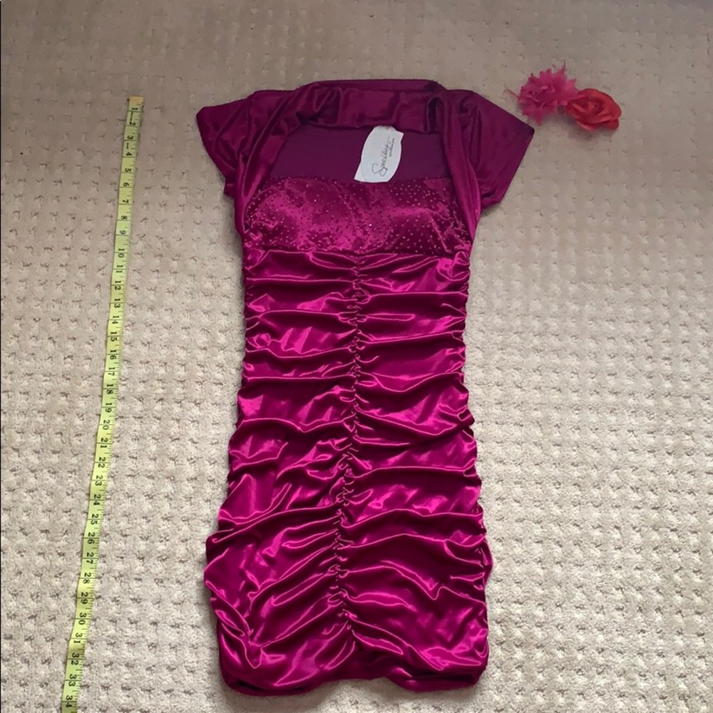 Brand new dark pink evening gown with sleeves